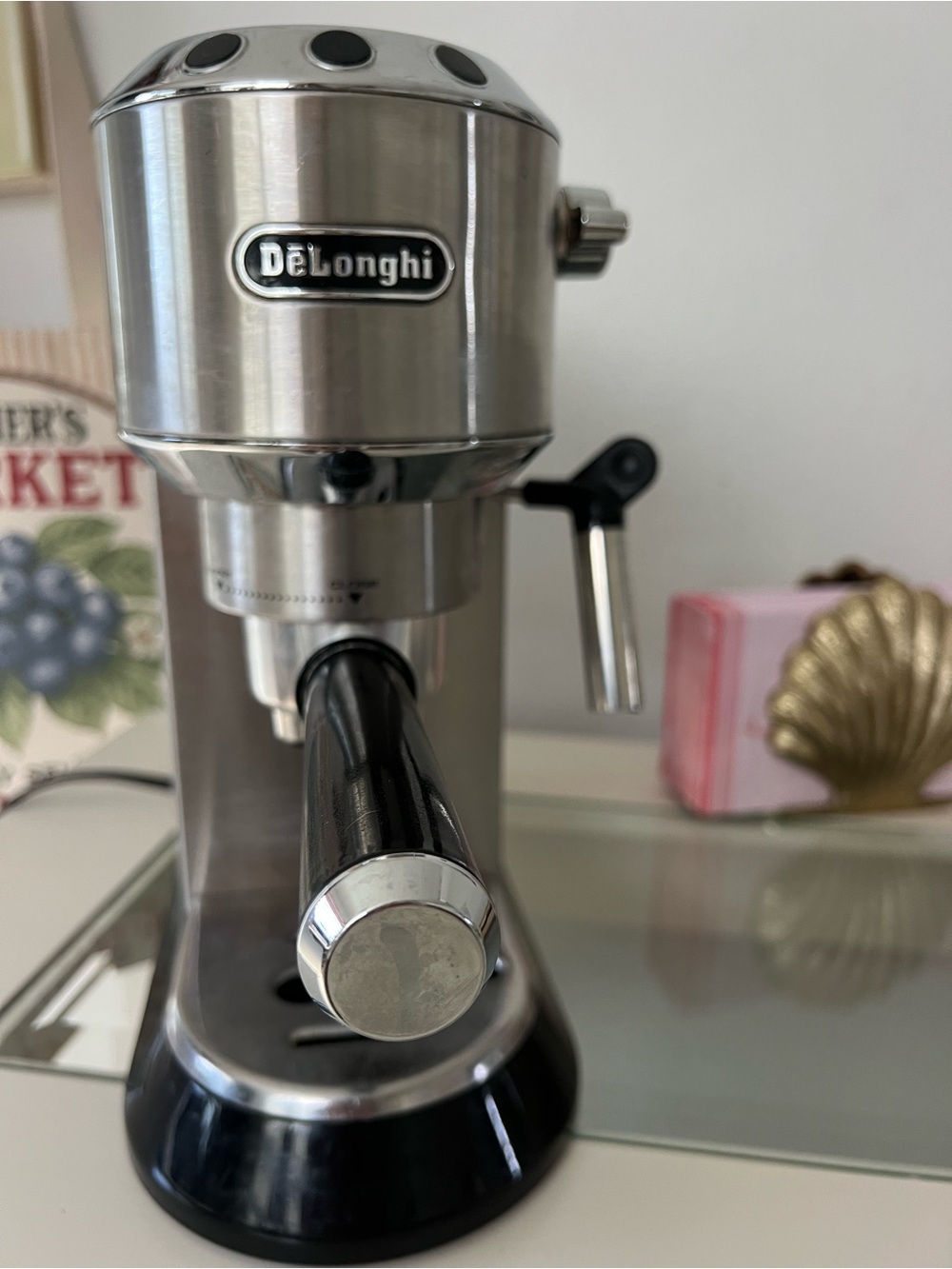 DeLonghi Stainless Steel and Black Espresso Machine